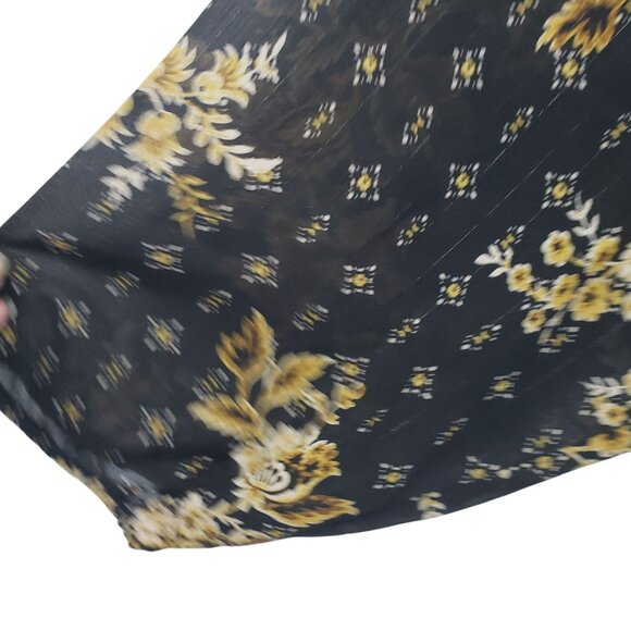 NEW Torrid Black Gold Floral Sheer Blouse Office Work Boho Long Sleeve Top - Picture 8 of 11